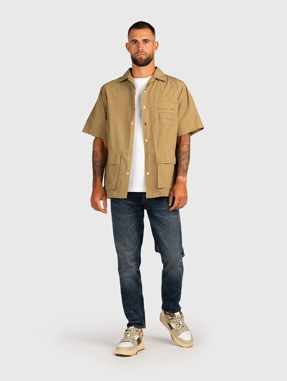 Short sleeved cotton shirt with accent pockets - 2