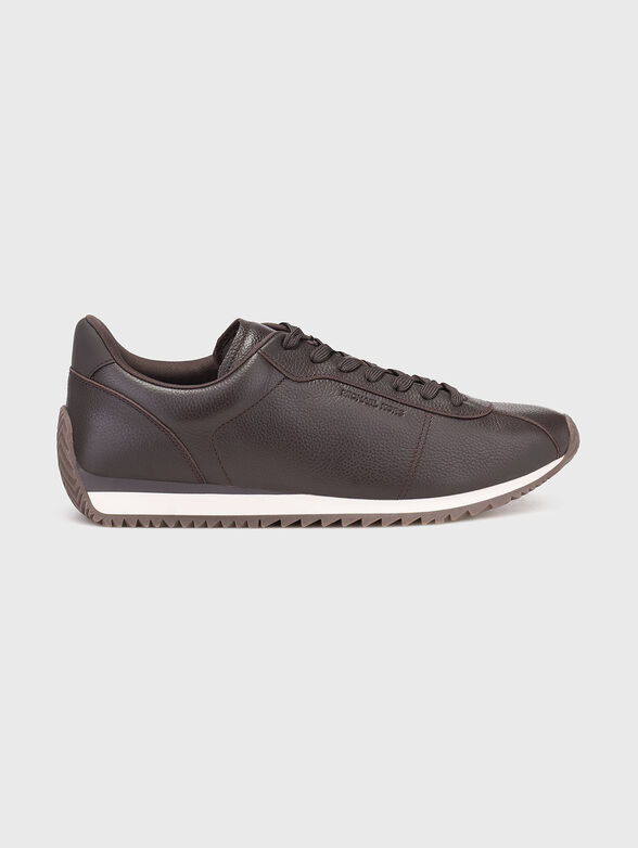 Leather sports shoes with logo - 1