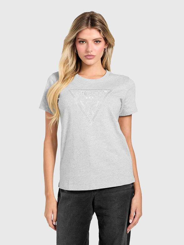 Crew neck T-shirt with rhinestones - 1