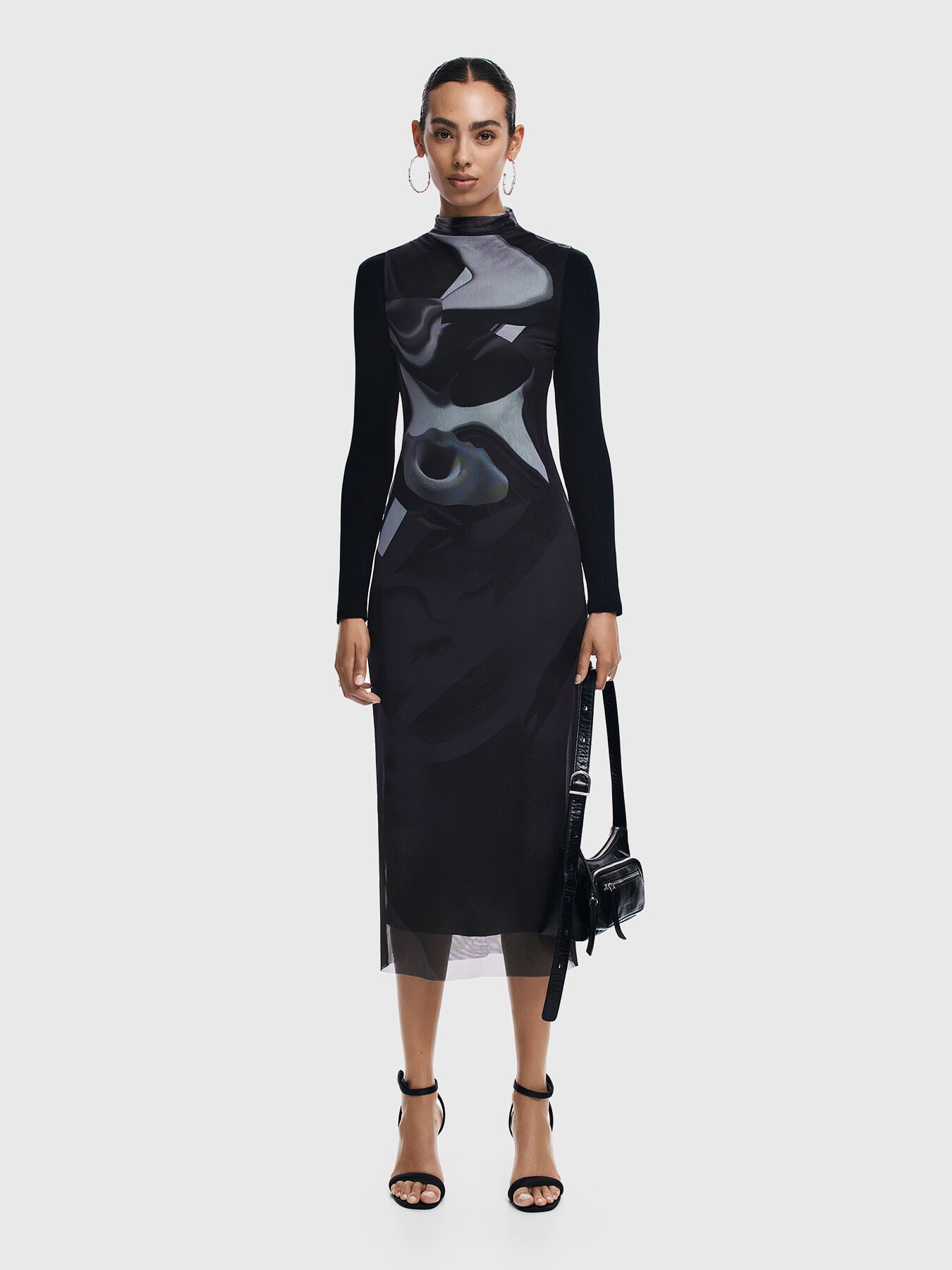LINCOLN black dress with print brand DESIGUAL — Globalbrandsstore.com/en