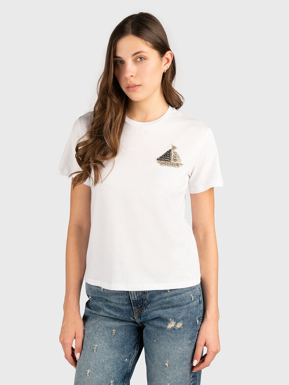 T-shirt with rhinestones in blue - 1