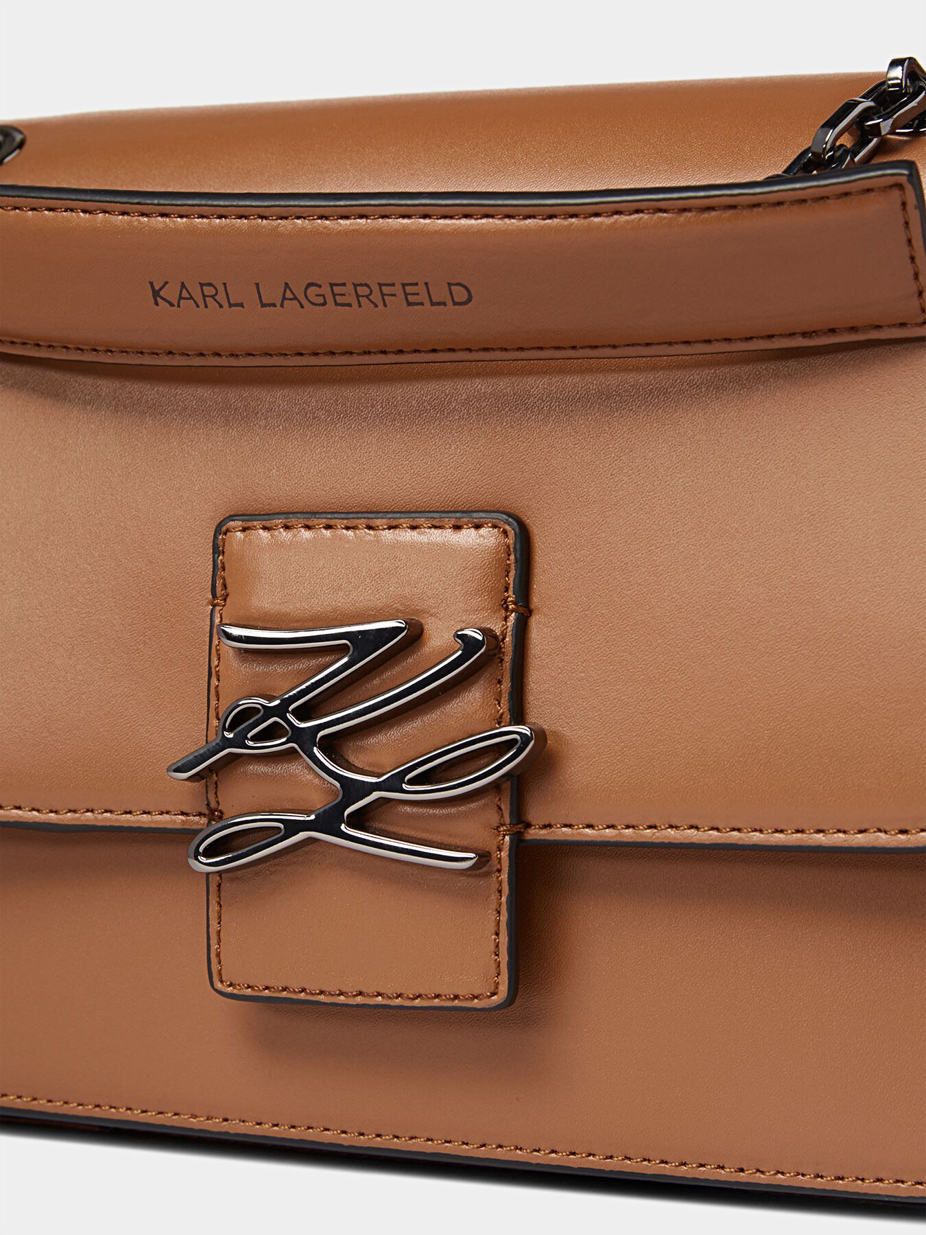 K/AUTOGRAPH Black leather shoulder bag brand Karl Lagerfeld