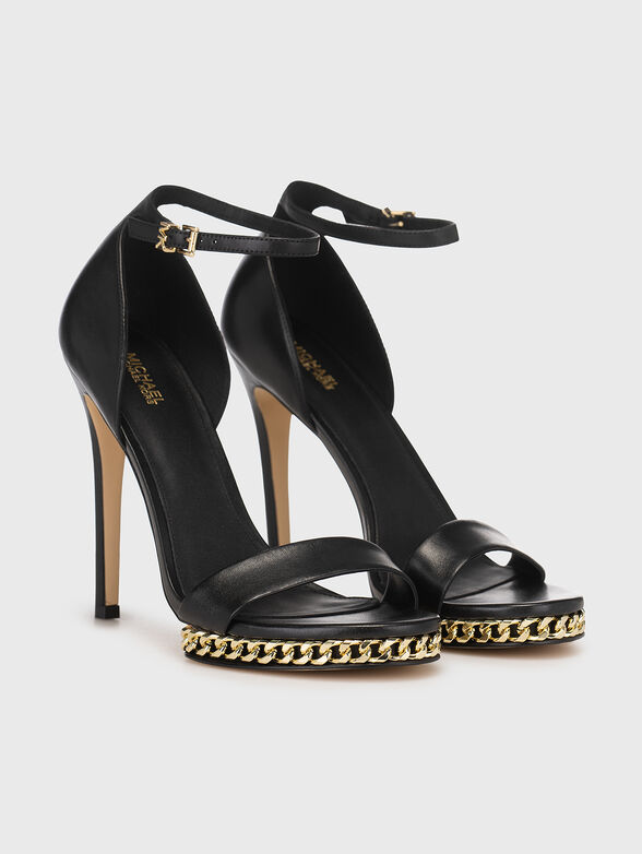Black leather sandals with golden accent - 2
