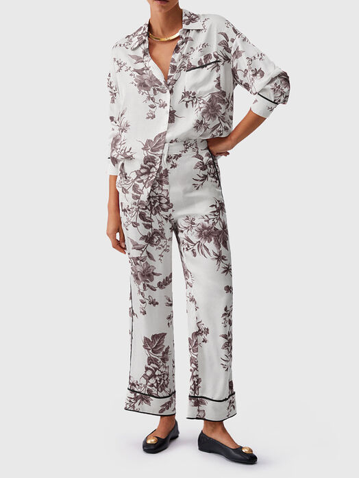Satin shirt with floral print