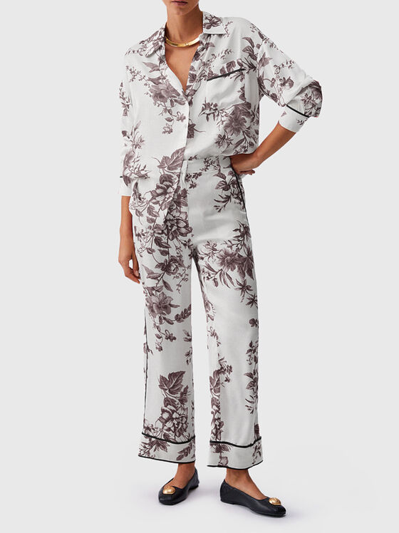 Satin shirt with floral print - 1