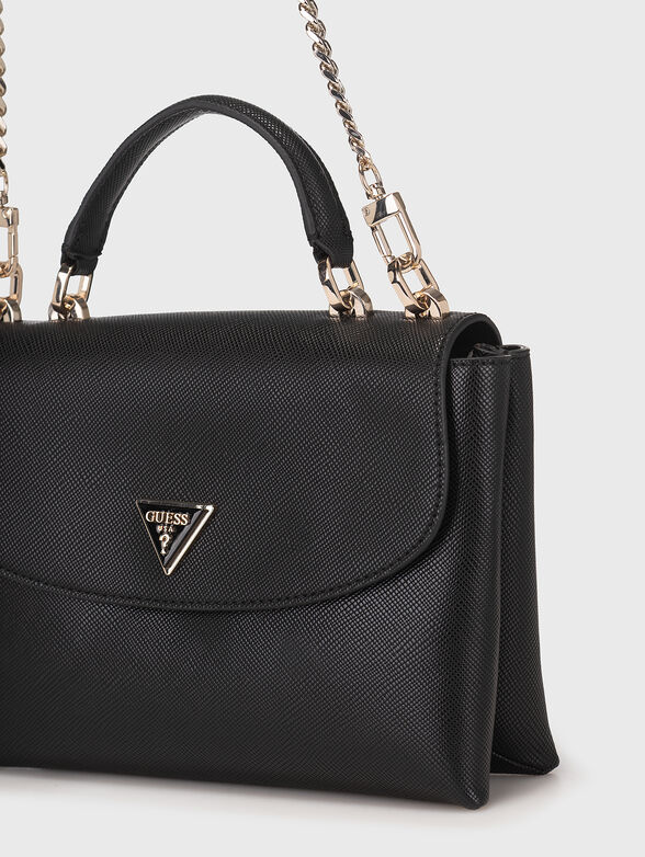 Black crossbody bag with triangular logo detail - 5