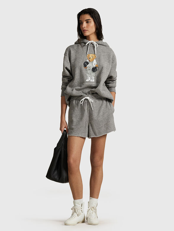 Cotton sweatshirt with hood and Polo Bear print - 2