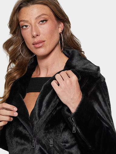 LAVINIA biker jacket with faux fur texture - 4