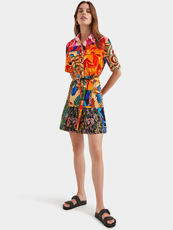 Shirt dress with multicolor print - 3