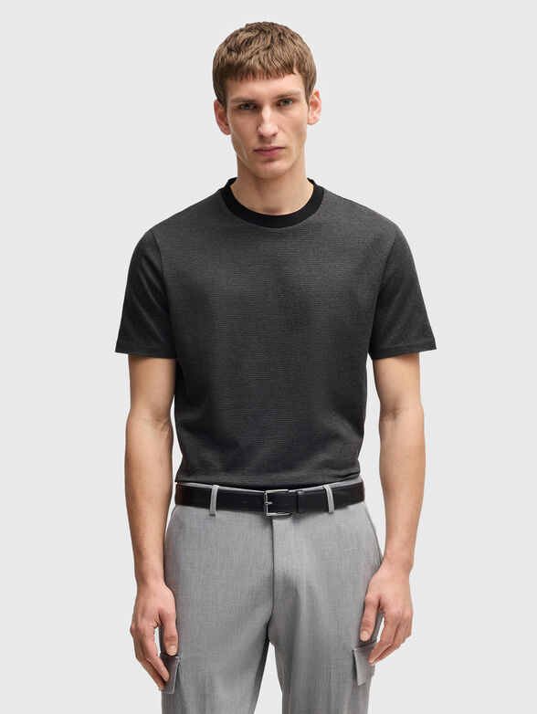 Cotton T-shirt with oval neckline - 1