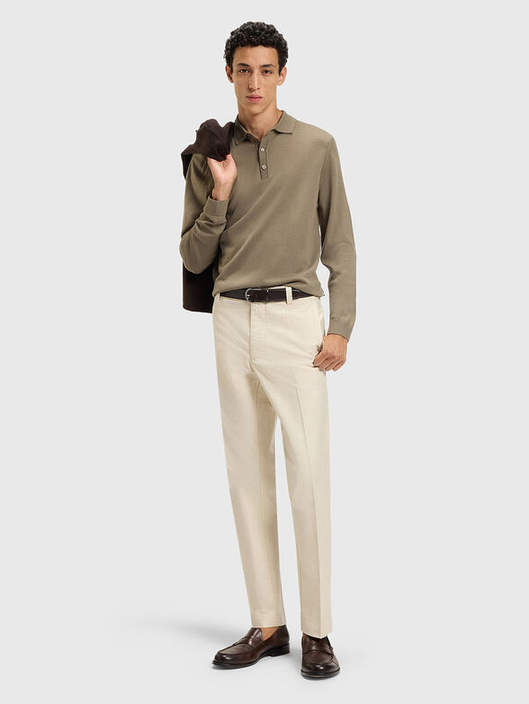 Straight fit cotton blend trousers - 4