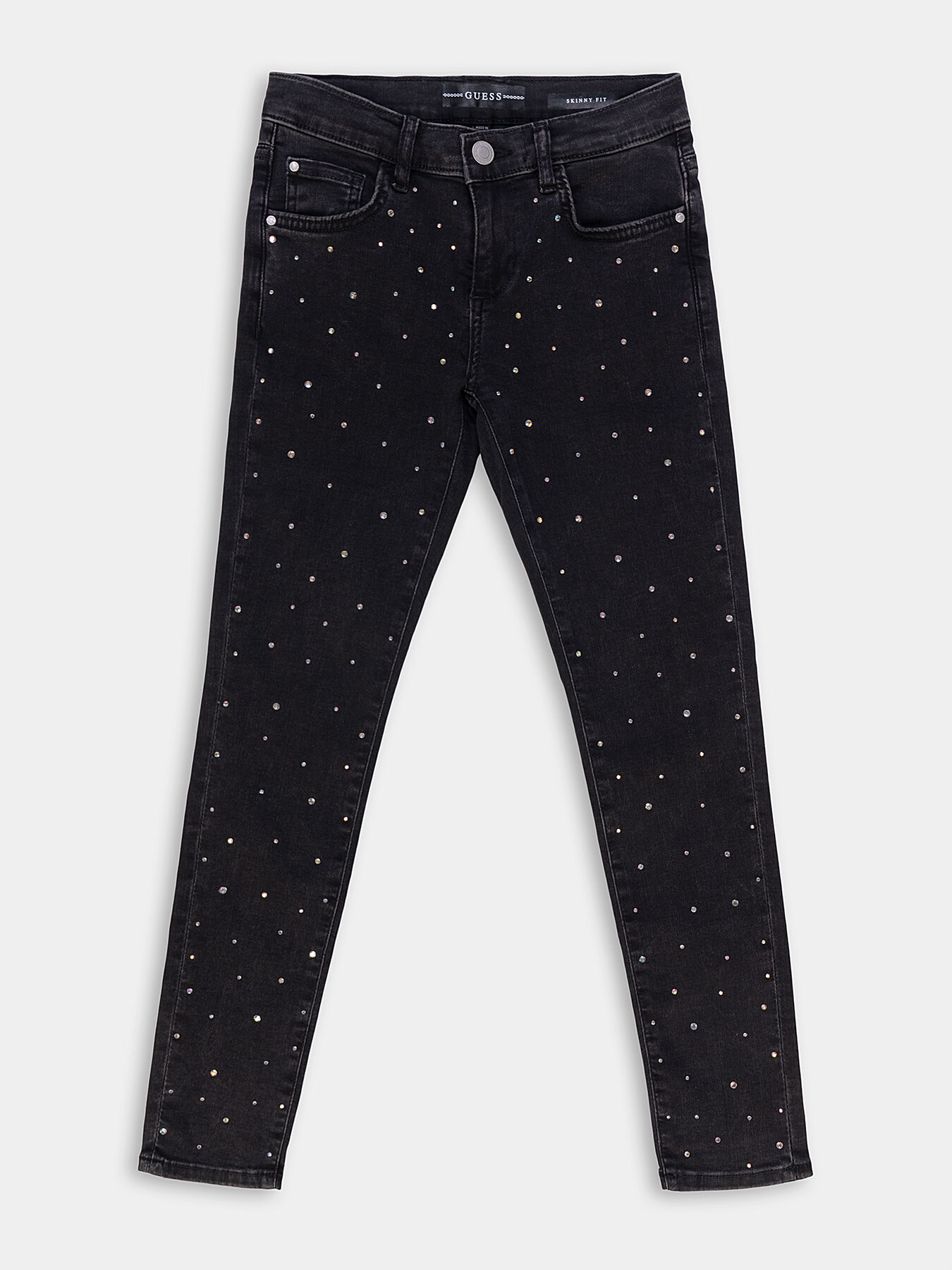 Black skinny jeans with rhinestones brand GUESS