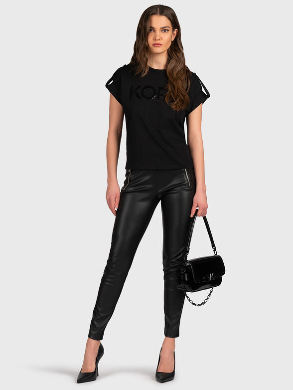 Black high-waisted trousers with accent zips - 4