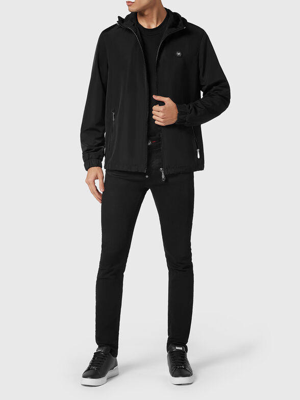 Black windbreaker jacket with hood - 4
