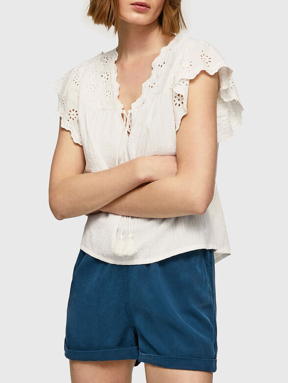 ANAISE black blouse with accent ties  - 1