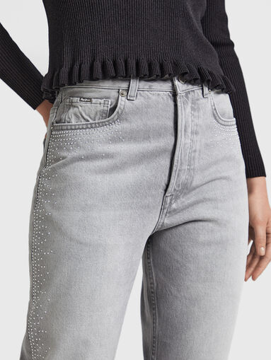 Grey jeans with rhinestones - 4