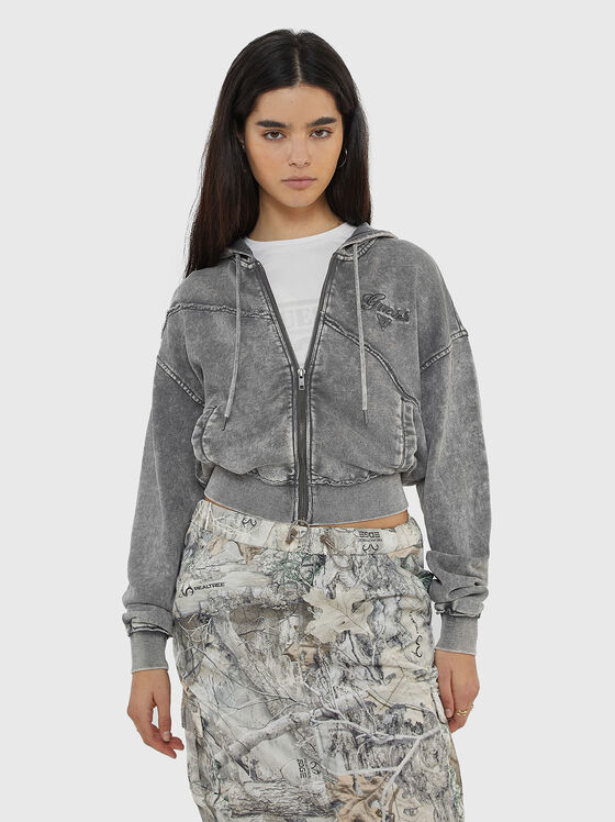 Sweatshirt with washed effect in blue colour - 1