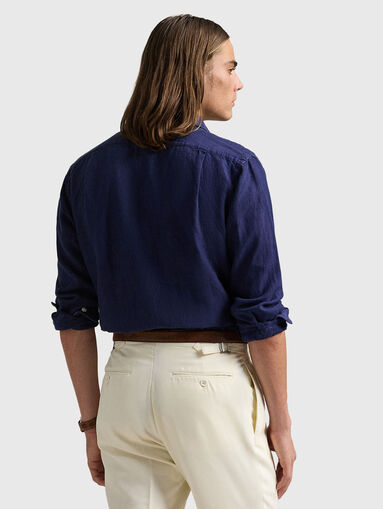 Navy blue linen shirt - 3