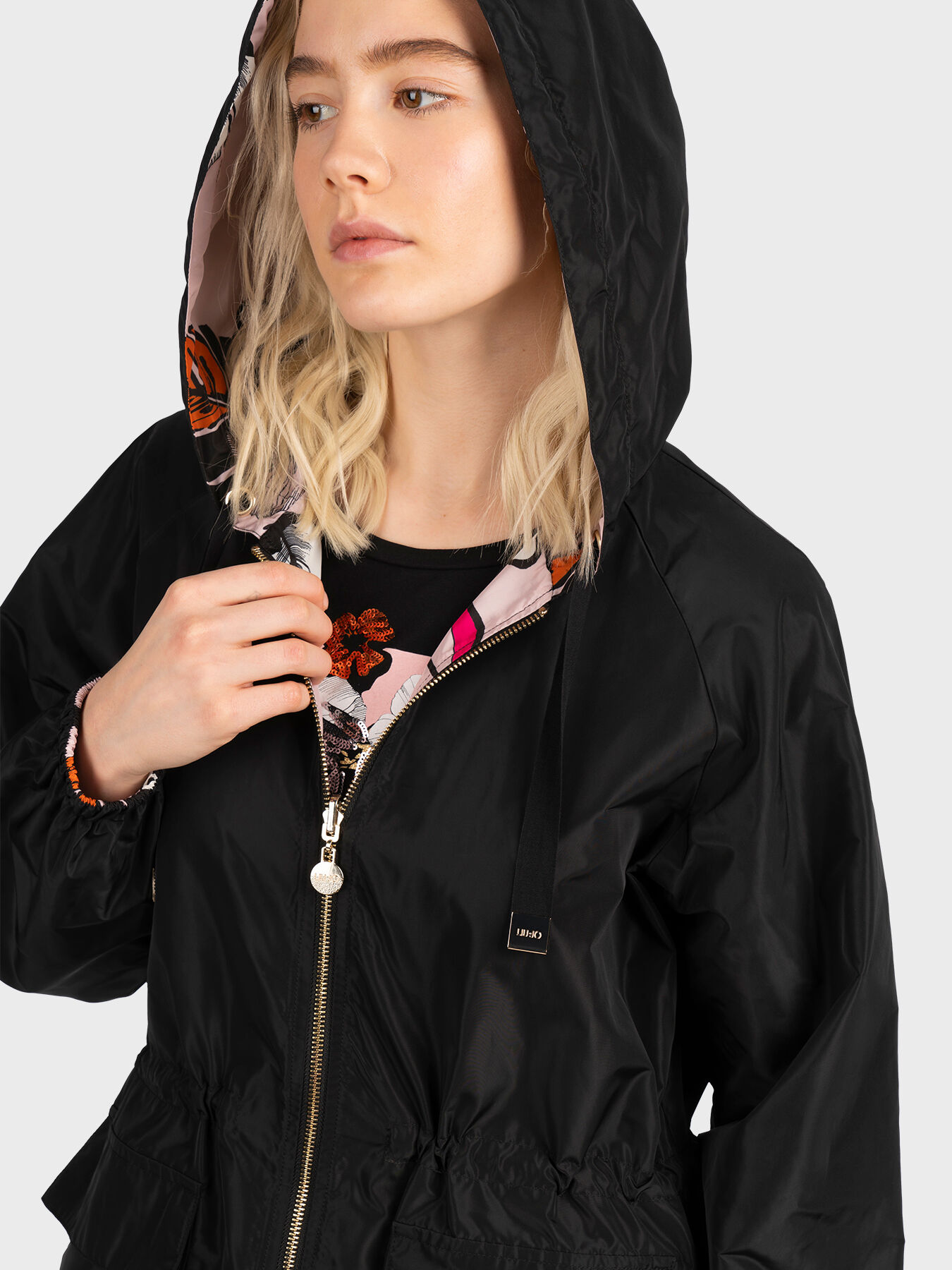 Reversible hooded jacket with drawstring brand LIU JO