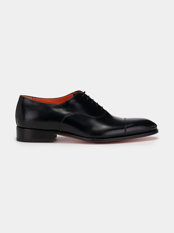 Кожени Оксфорд обувки в черен цвят - 1