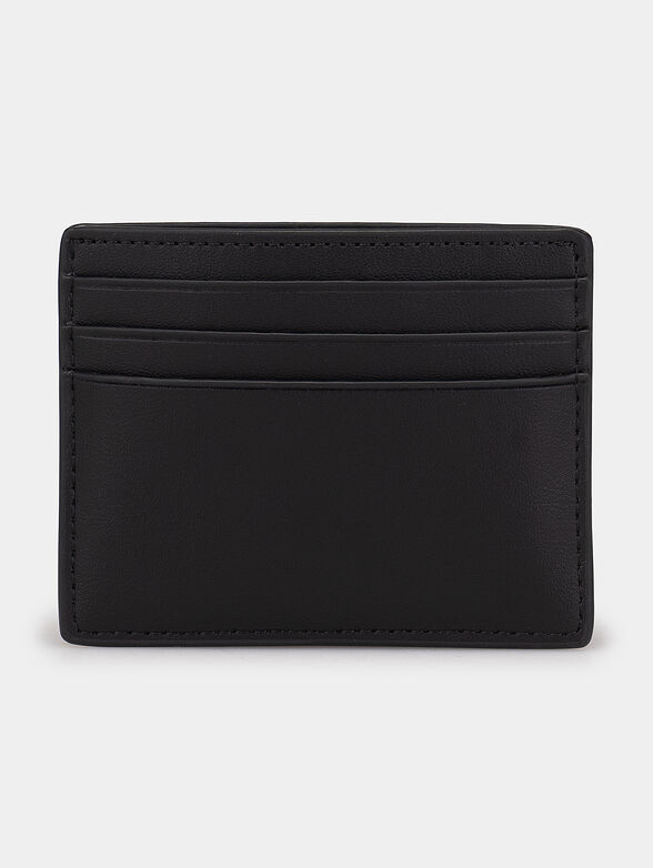 Black leather cardholder with logo print - 2