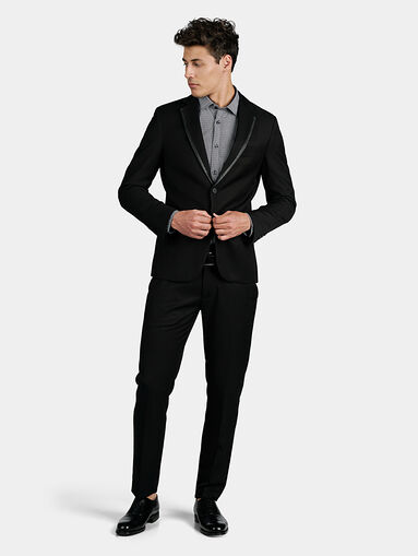 Black trousers with leather detail at the waist - 5