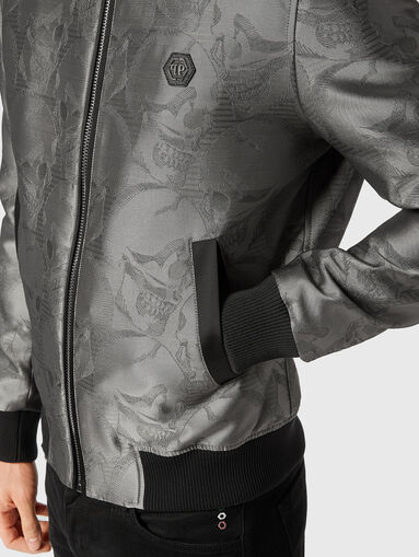 Jacquard bomber jacket in silver - 5