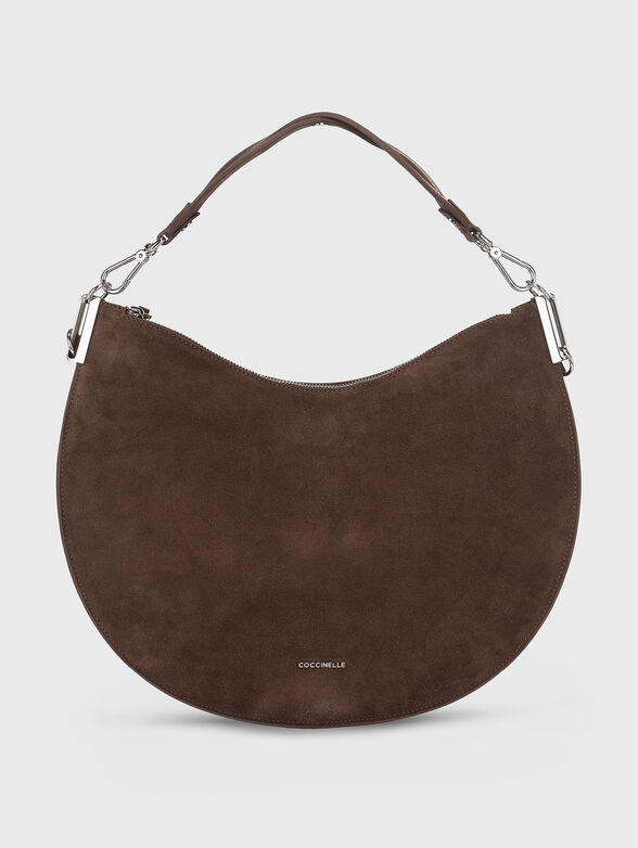 Suede bag with logo in brown - 1