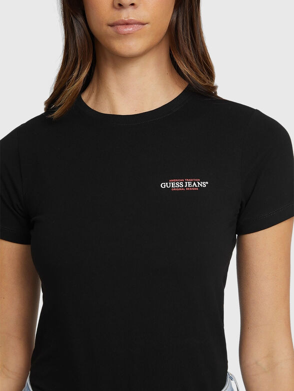 T-shirt with oval neckline and logo print - 4