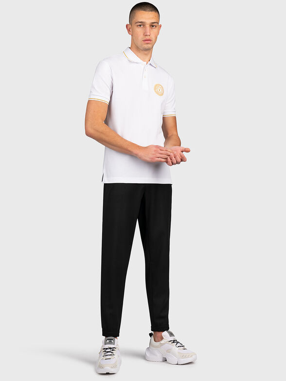 White polo-shirt with gold logo embroidery - 2