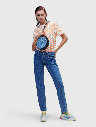 Blue jeans with monogram logo print - 5