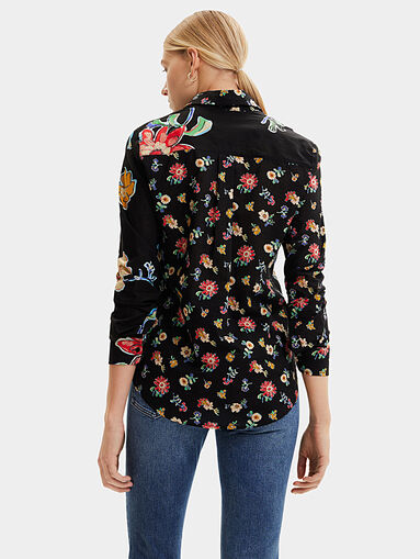 SINGAPUR black shirt with floral motifs - 3