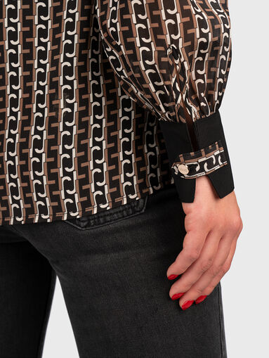 Silk shirt with monogram print  - 4