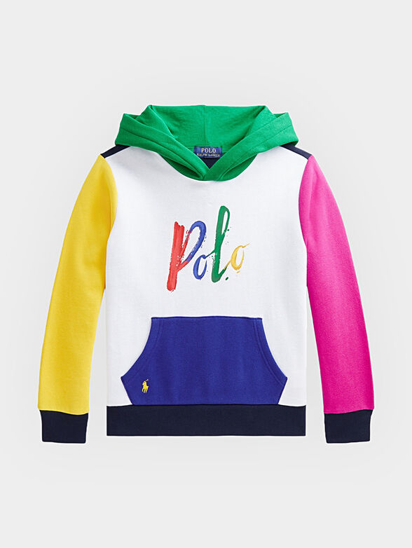 Multicolored sweatshirt with hood and logo - 1
