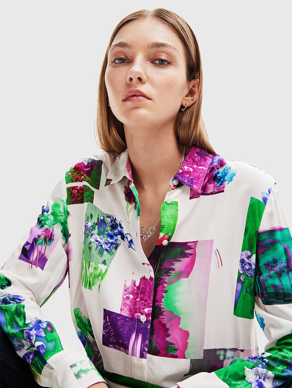 TRIESTE white shirt with multicolour print - 4