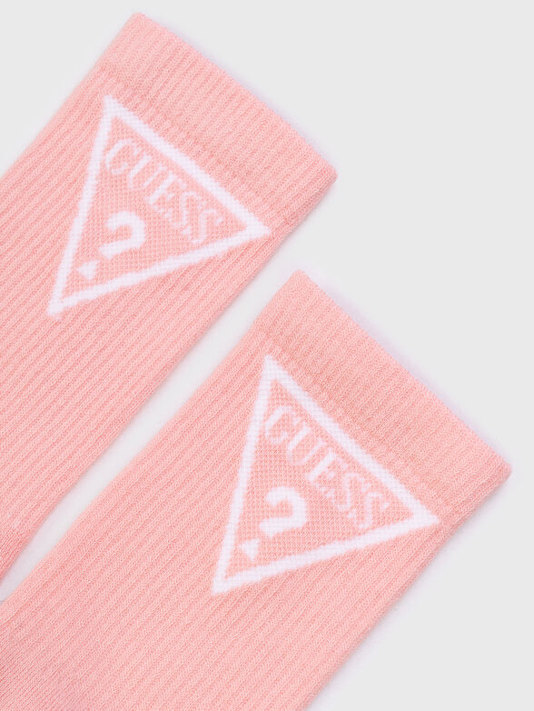 Pink socks with contrasting logo - 2