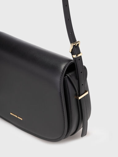 Black leather bag with logo - 4