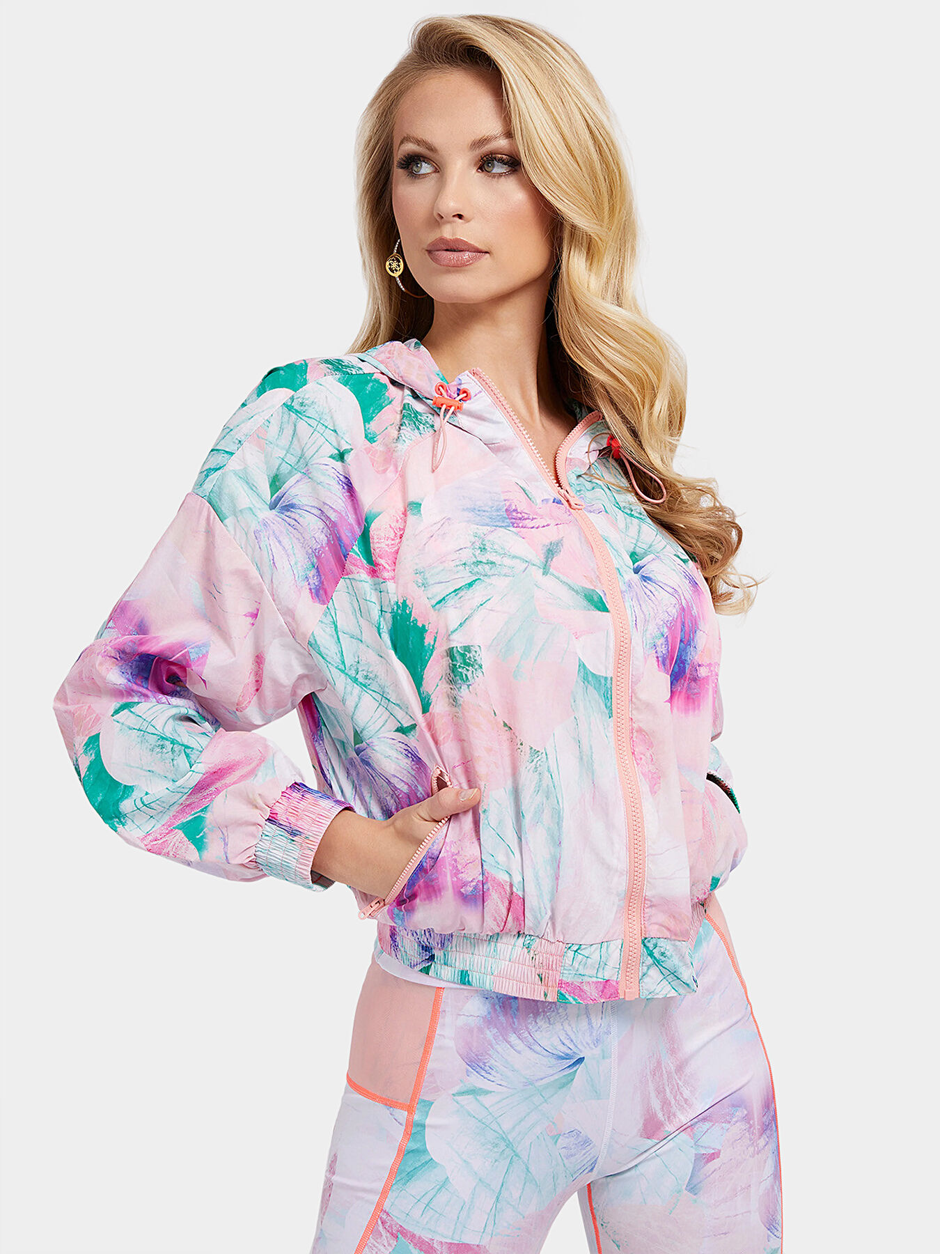 CARLIE sports jacket with floral print brand GUESS Globalbrandsstore en