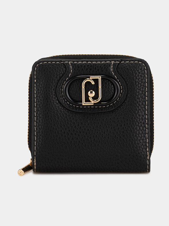 Black wallet with metal logo accent - 1