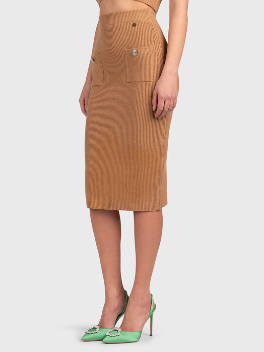 Knitted pencil skirt with accent buttons