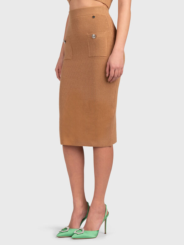 Knitted pencil skirt with accent buttons - 1