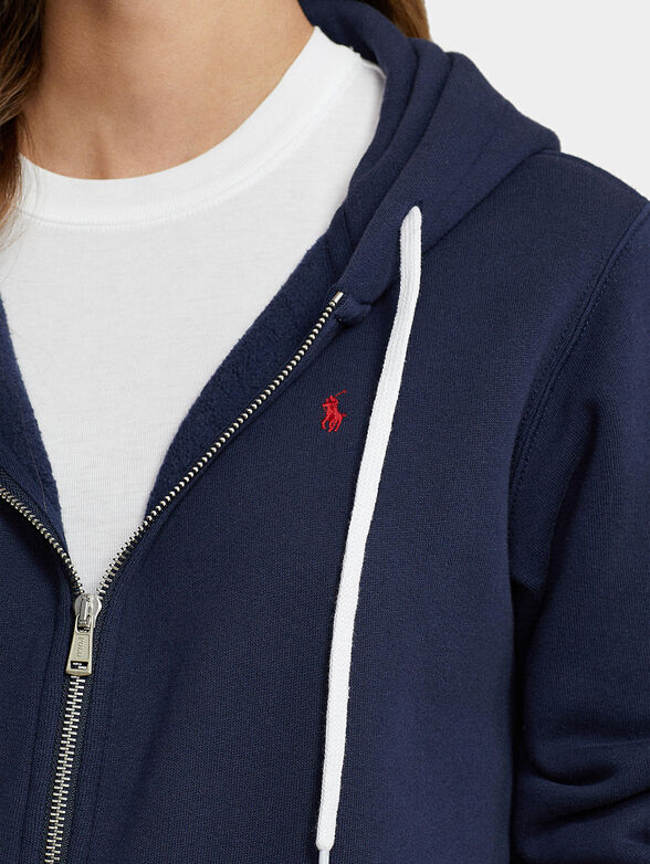 Blue hooded sweatshirt with logo detail - 4