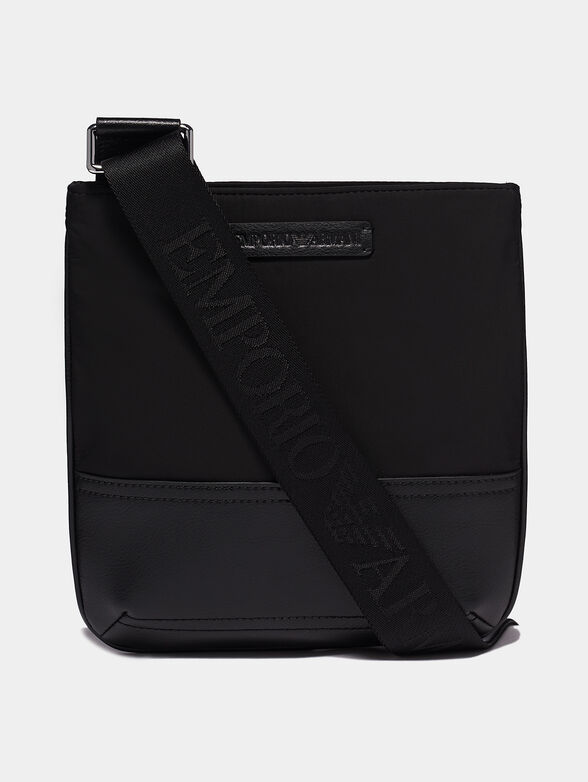 Black crossbody bag with logo patch - 1