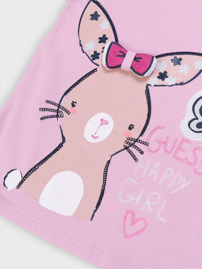 Pink T-shirt wth contrasting print - 3