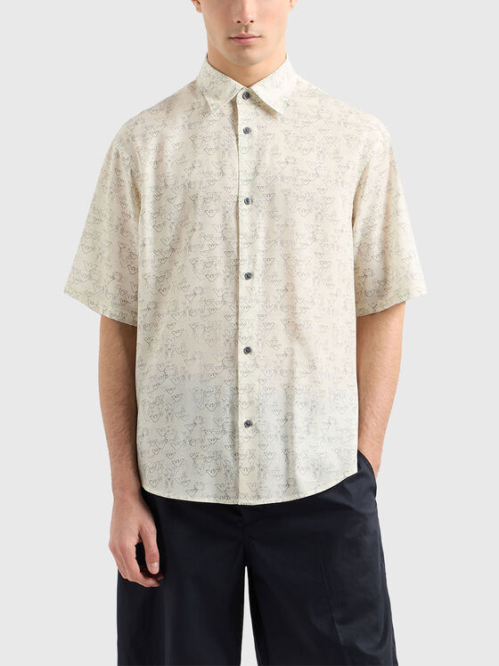 Риза с къс ръкав и принт от вискозен бленд - 1