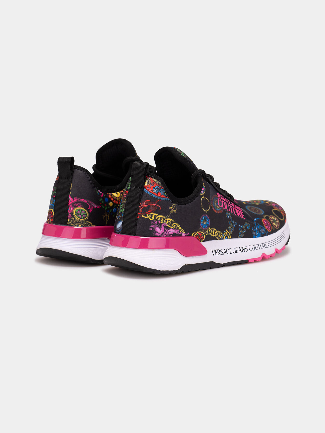 Sneakers with baroque print and logo accents brand VERSACE JEANS