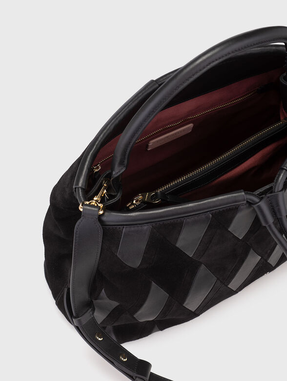 Leather and suede bag with logo - 6