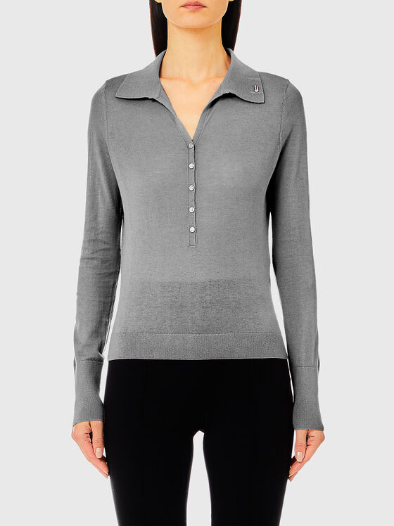 Пуловер в сив цвят - 1