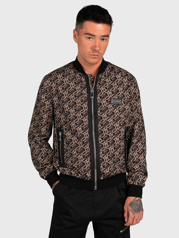 Bomber jacket with monogram logo print - 1