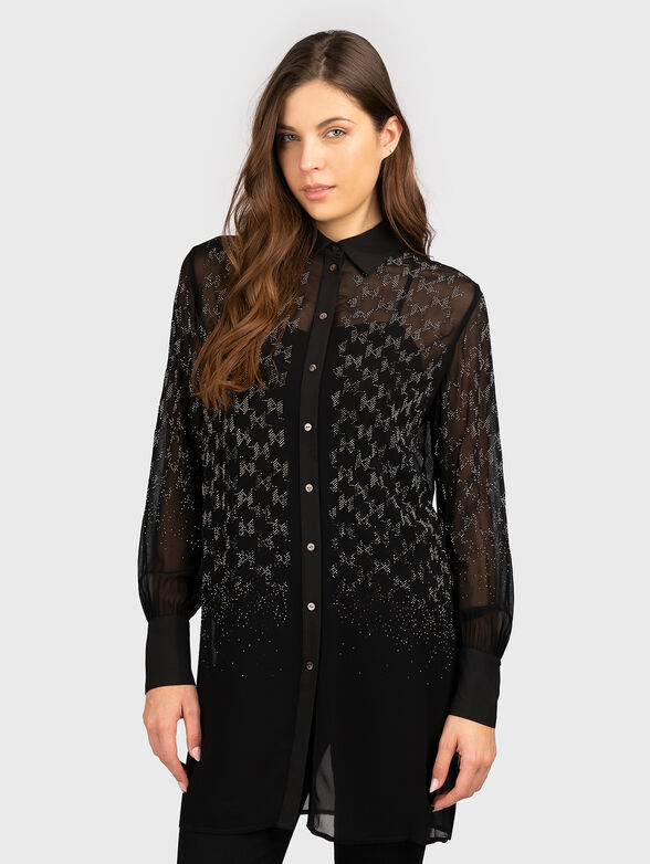 Sheer shirt with rhinestones - 1